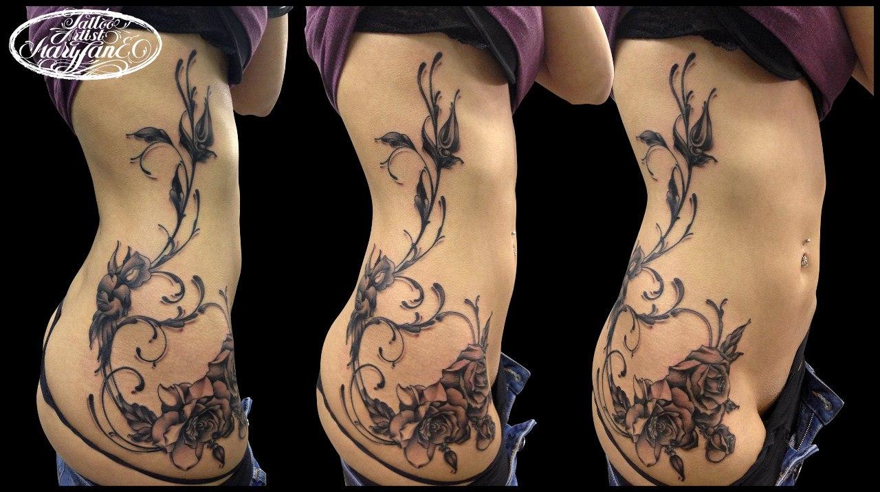 Художественная татуировка "Розы". Мастер Мадина Mary Jane.