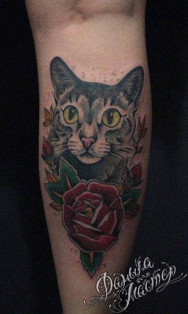 Художественная татуировка "Кот" от Данилы-Мастера