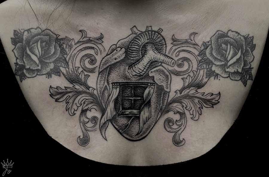 Художественная татуировка "Сердце с окном". Мастер Ксения Jokris Соколова.