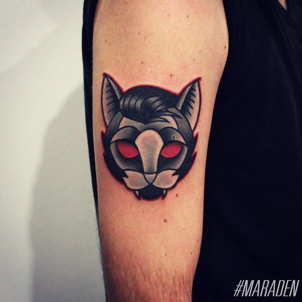 Художественная татуировка «Кот». Мастер — Денис Марахин.
