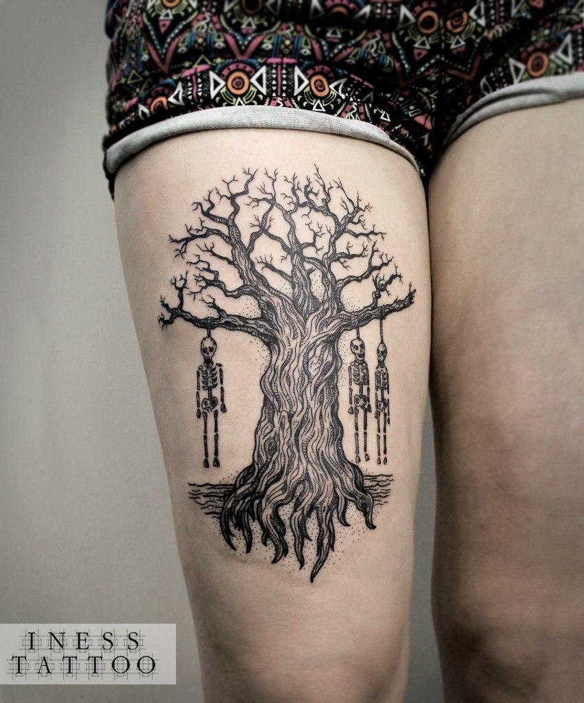Художественная татуировка «Дерево». Мастер — Инесса Кефир