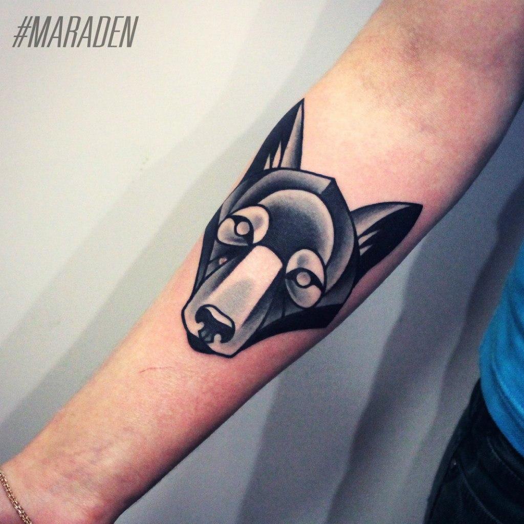 Художественная татуировка «Волк». Мастер — Денис Марахин