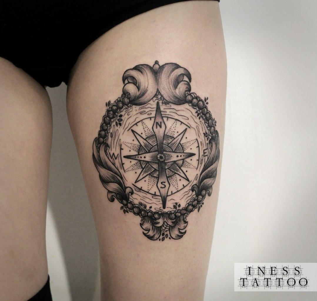 Виды татуировки «компас»