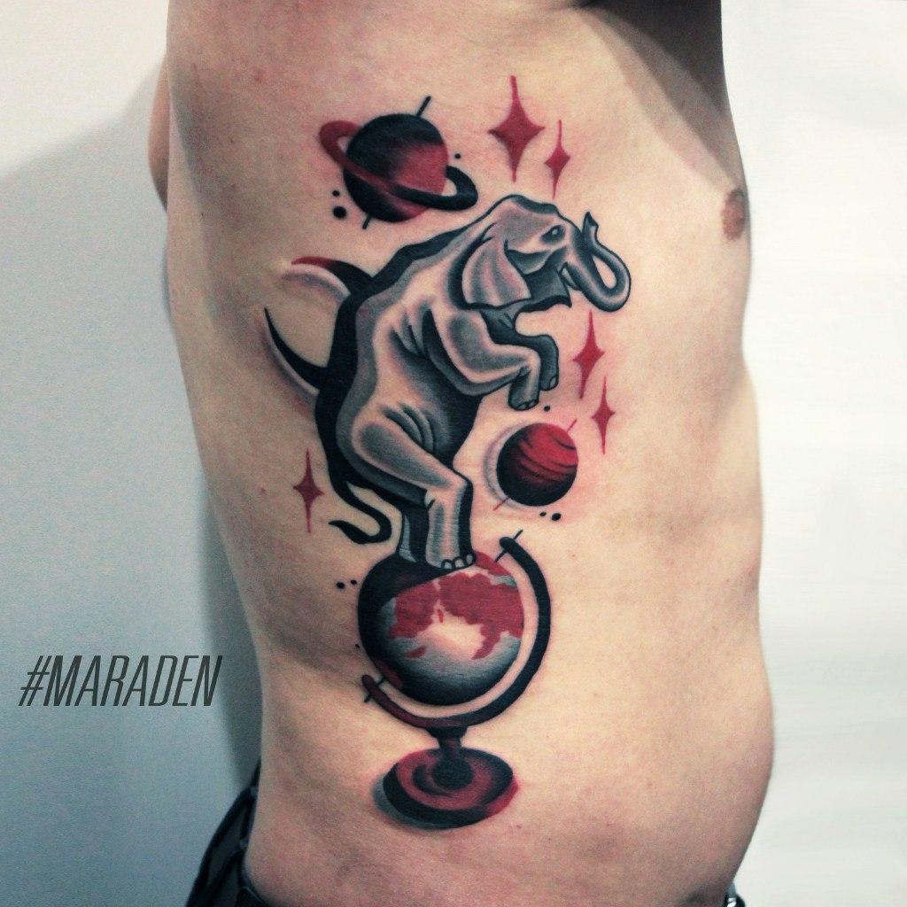 Художественная татуировка «Слон». Мастер — Денис Марахин
