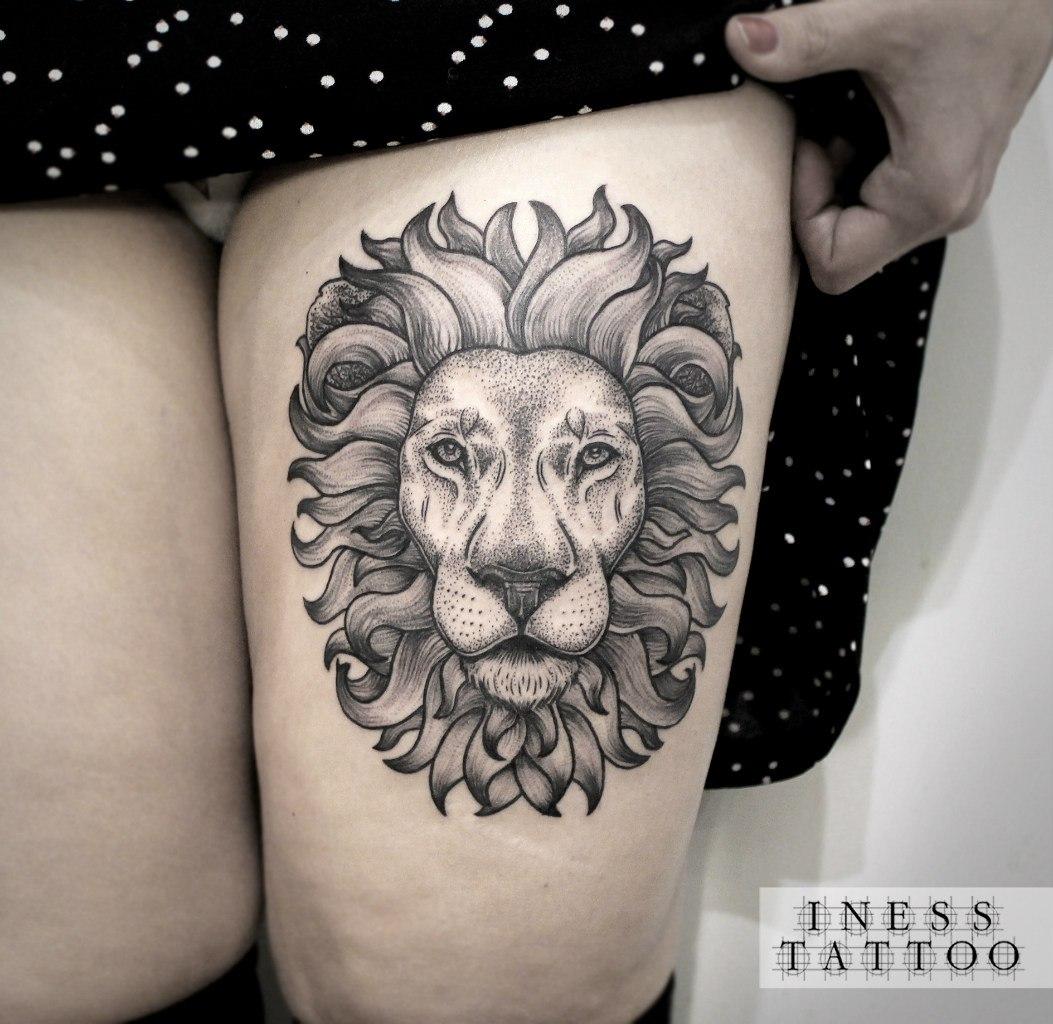 Художественная татуировка «Лев». Мастер — Инесса Кефир