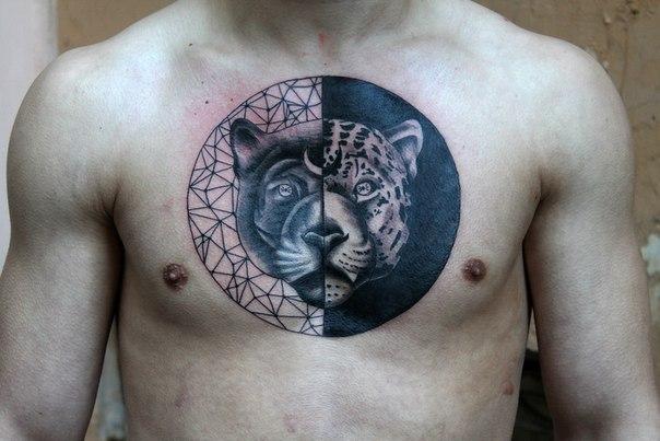 Художественная татуировка "Пантера" от Нияза Фахриева.
