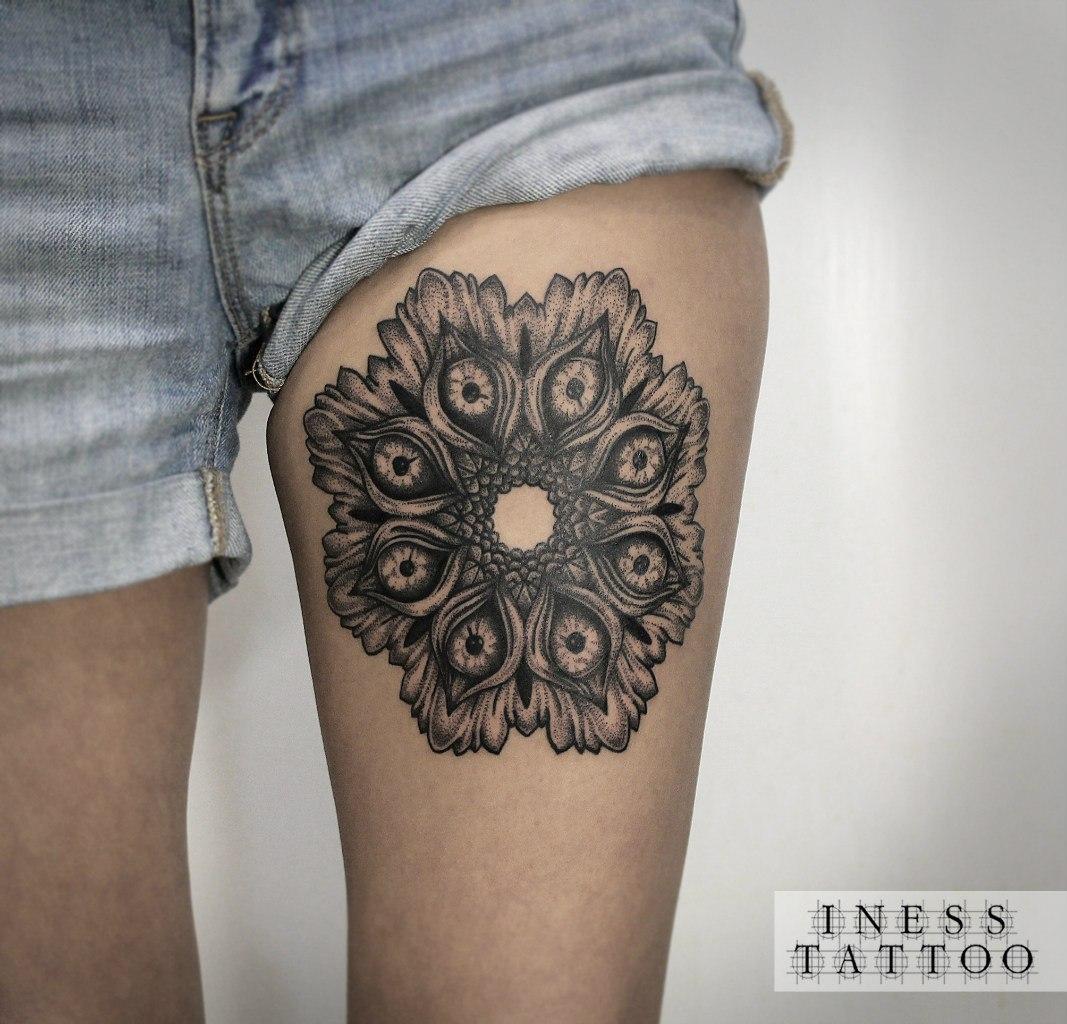 Художественная татуировка «Мандала». Мастер — Инесса Кефир