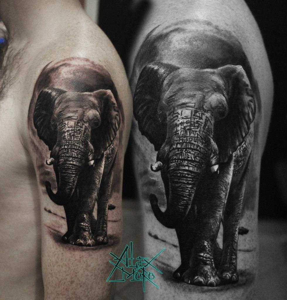 Художественная татуировка "Слон" от Александра Морозова.