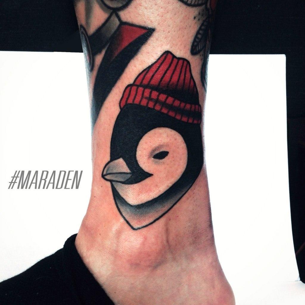 Художественная татуировка «Пингвин». Мастер — Денис Марахин