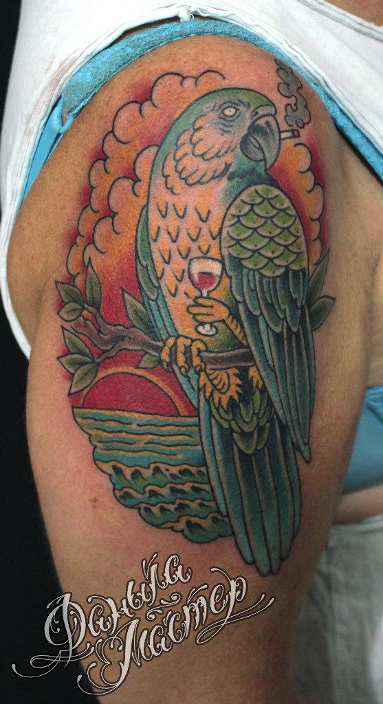 Художественная татуировка "Попугай" от Данилы-Мастера