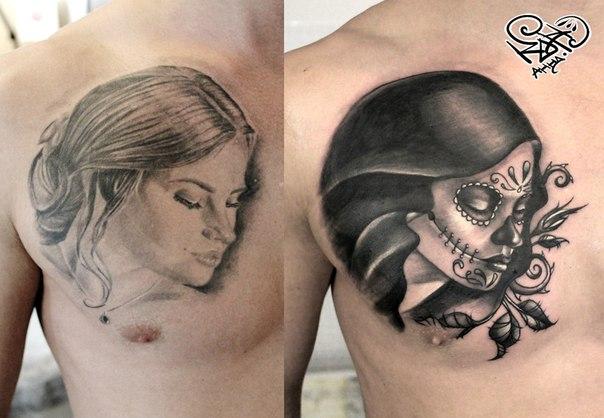 Художественная татуировка «Девушка». Мастер — Анна Корь