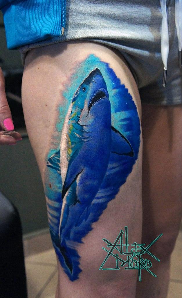 Художественная татуировка "Акула" от Александра Морозова