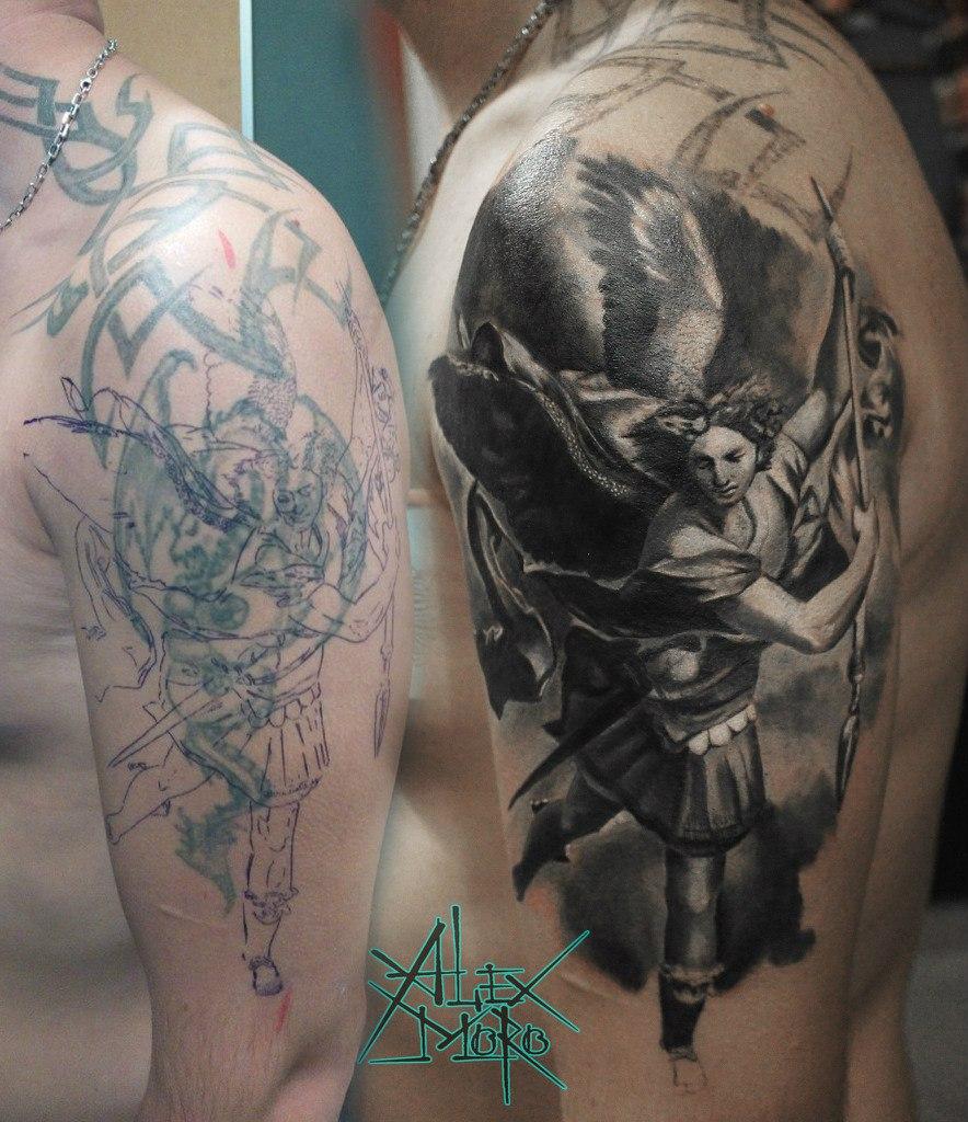 Художественная татуировка "Архангел Михаил" от Александра Морозова