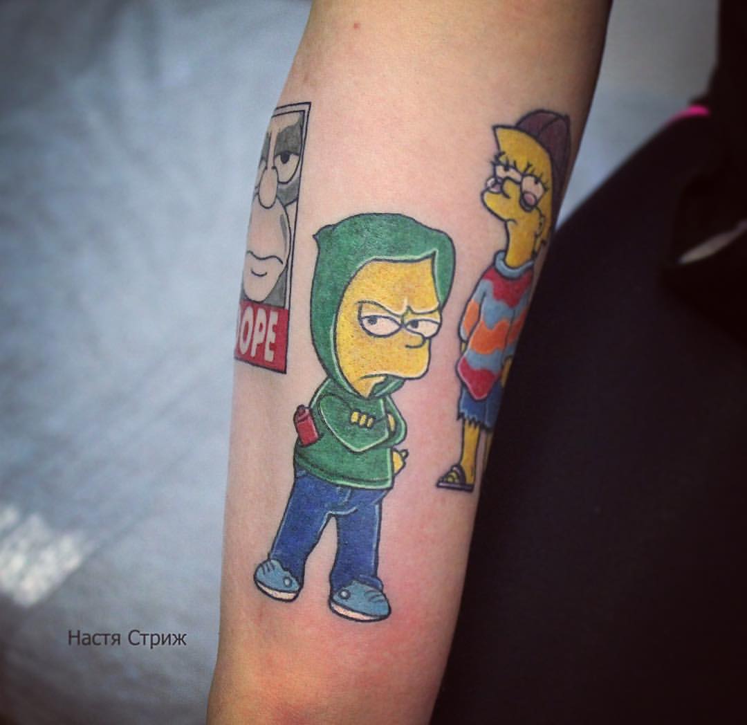 Художественная татуировка "Барт". Мастер Настя Стриж.