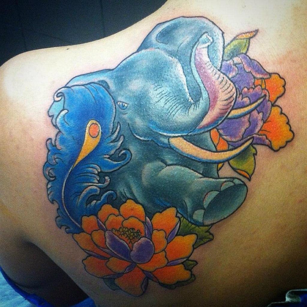 Художественная татуировка "Слон" от Евгения Химика