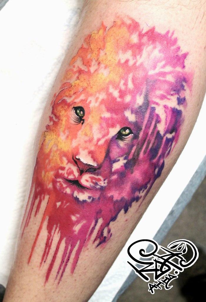 Художественная татуировка «Лев». Мастер — Анна Корь