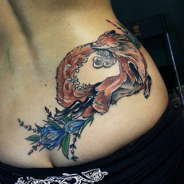 Художественная татуировка "Лис" от Евгения Ершова.