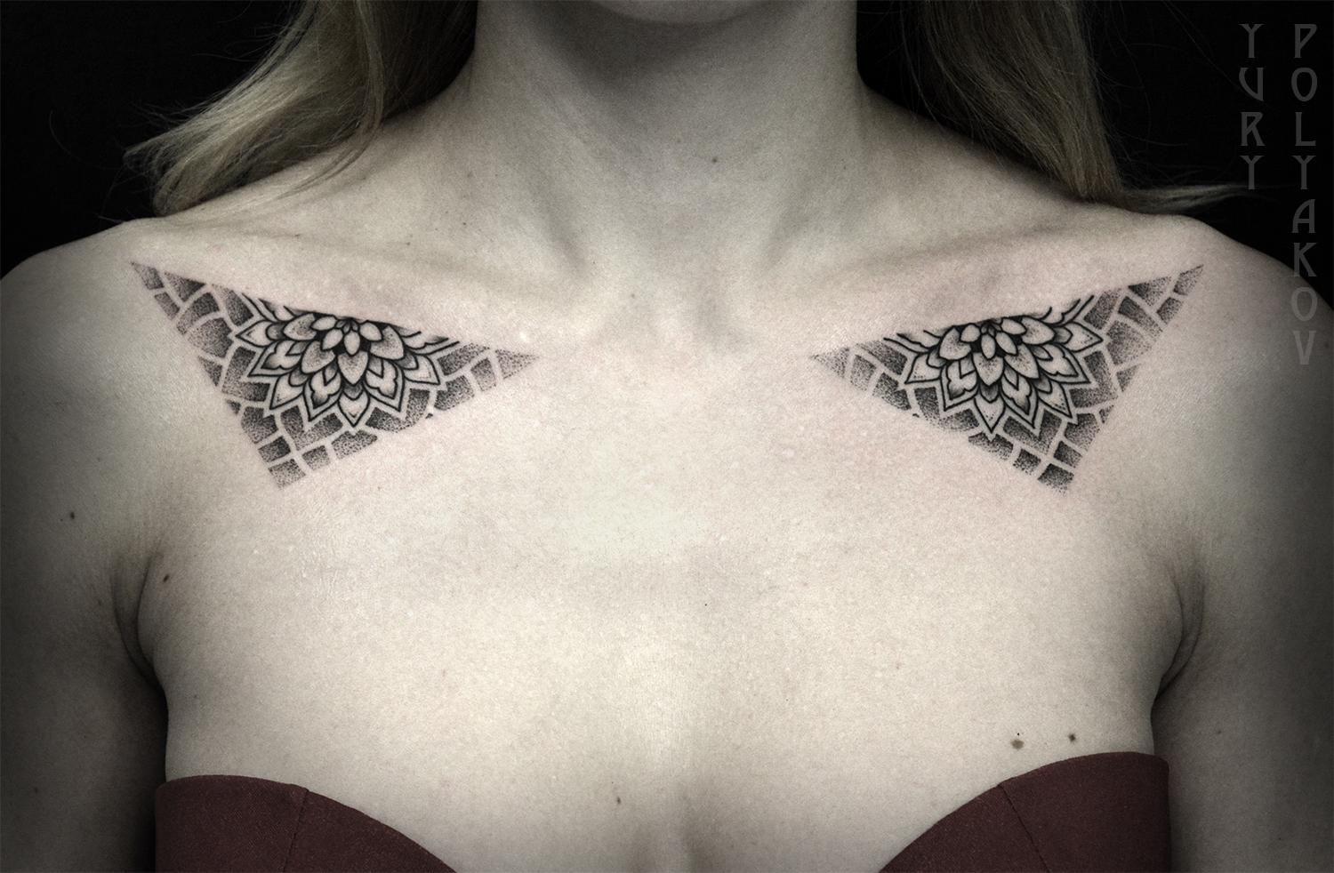 Художественная татуировка "Мандалы в треугольниках" от Юрия Полякова