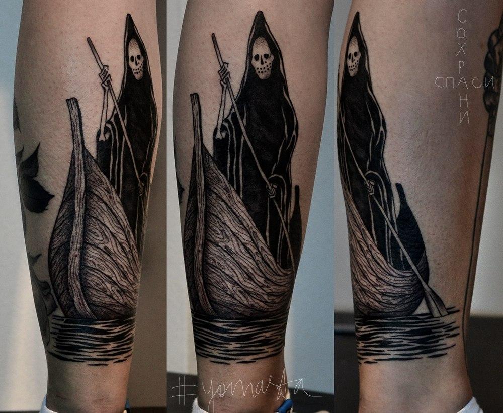 Художественная татуировка "Смерть". Мастер: Даниил Костарев.