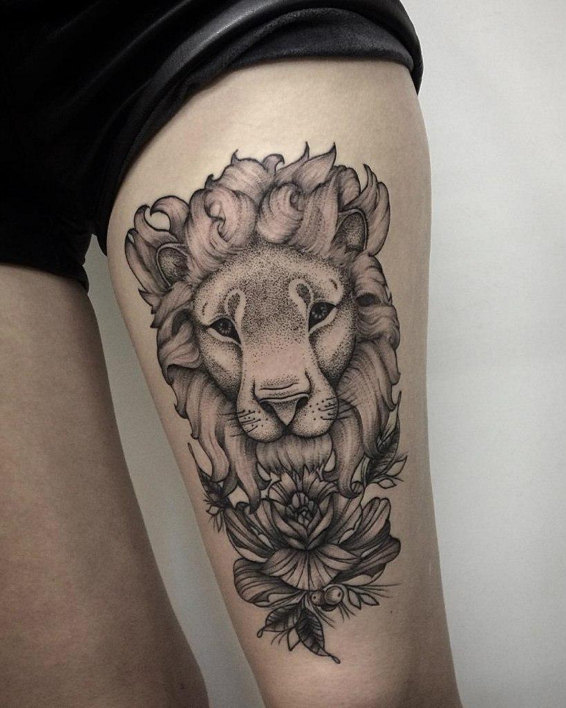 Художественная татуировка "Лев" от Лилии