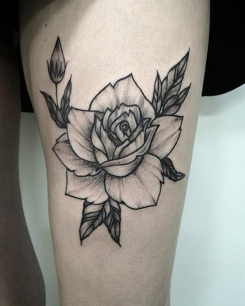 Художественная татуировка "Роза" от Лилии Золотухиной