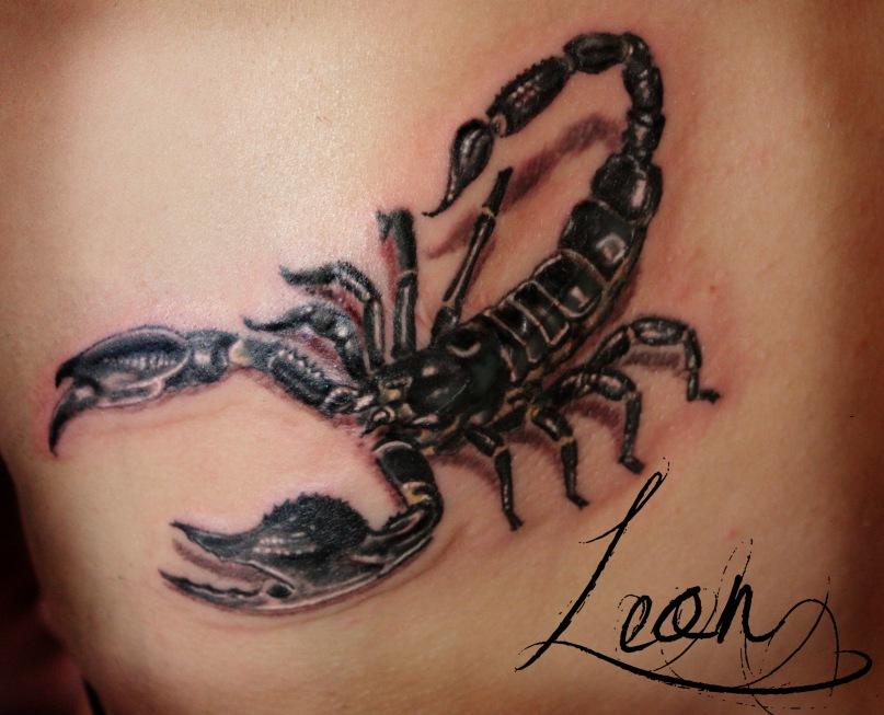 Татуировка в реализме - скорпион,Scorpion Tattoo