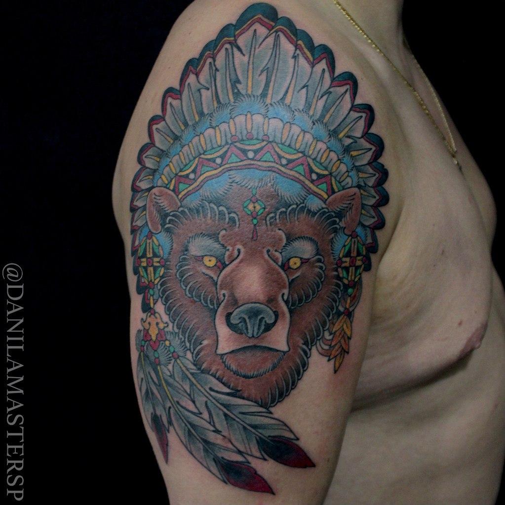 Художественная татуировка "Медведь" от Данилы-Мастера