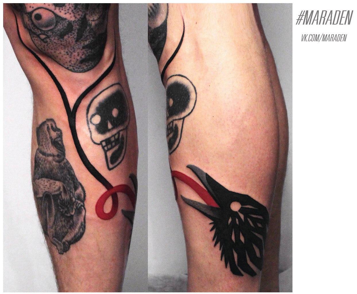 Художественная татуировка «Ворон». Мастер — Денис Марахин
