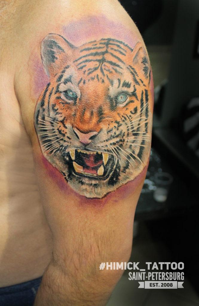 Татуировка "Тигр" в стиле реализм от Жени Химика. 4 часа, 1 сеанс.