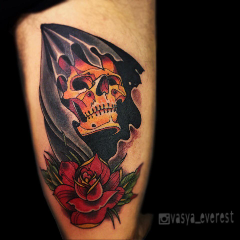 #traditionaltattoo #tattoo #tattooed #neotrad #skull